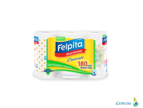 ROLLO DE COCINA FELPITA ABSORBETODO DECORADO 3 UN. X 60 PA&Ntilde;OS
