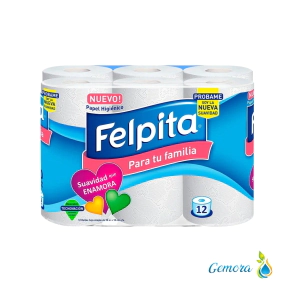 PAPEL HIGI&Eacute;NICO HOJA SIMPLE FELPITA PARA TU FAMILIA 12 UN. X 30 MTS.