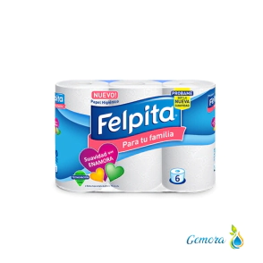PAPEL HIGI&Eacute;NICO HOJA SIMPLE FELPITA PARA TU FAMILIA 6 UN. X 30 MTS.