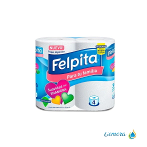 PAPEL HIGI&Eacute;NICO HOJA SIMPLE FELPITA PARA TU FAMILIA 4 UN. X 30 MTS.