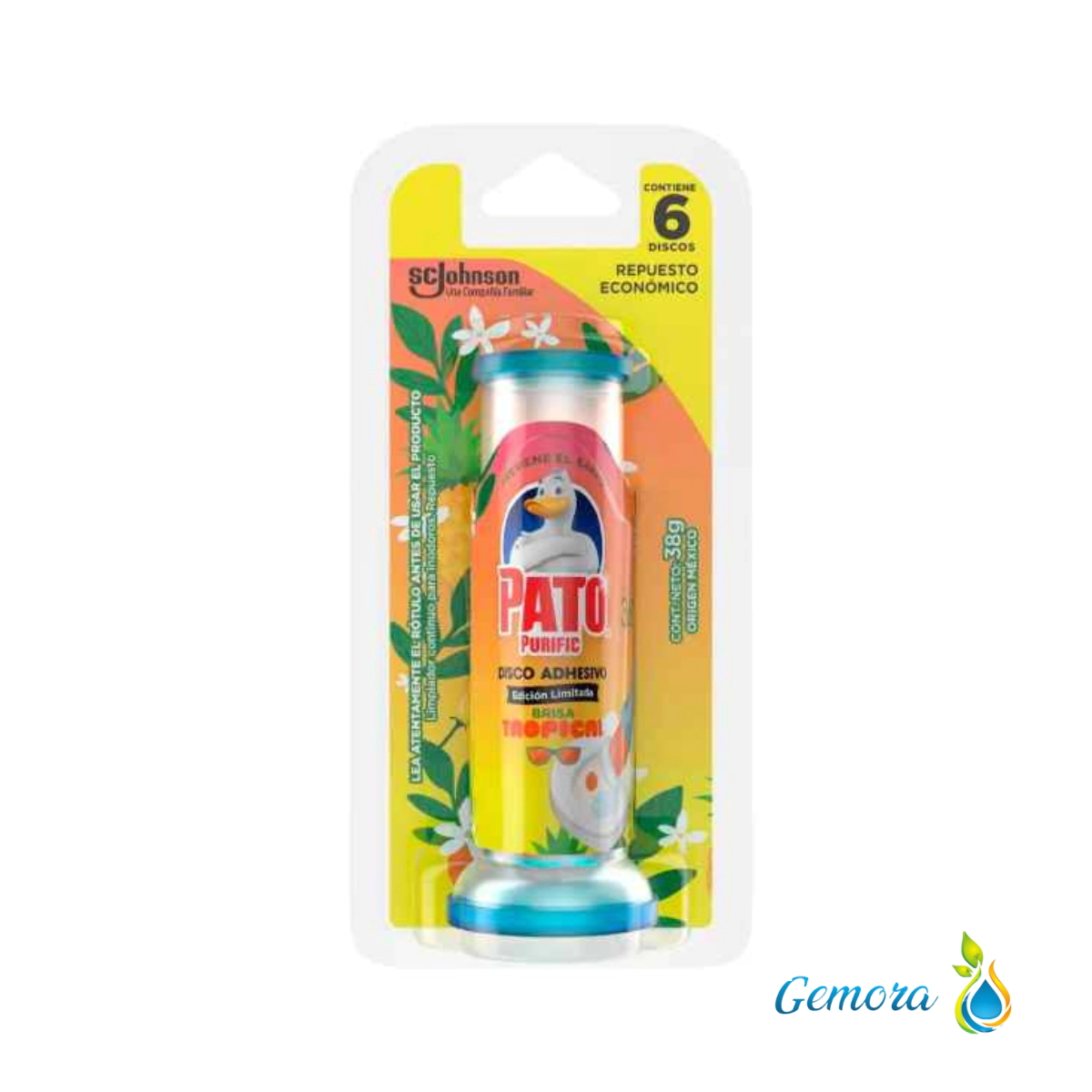 DISCOS ADHESIVOS INODORO BRISA TROPICAL REPUESTO X 6 UN. 38 GRS. PATO
