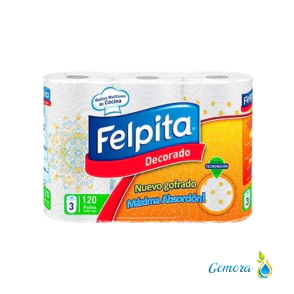 ROLLO DE COCINA DECORADO FELPITA 3 UN. X 40 PA&Ntilde;OS