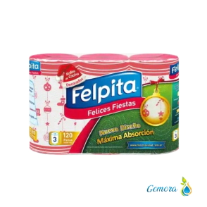 ROLLO DE COCINA  NAVIDE&Ntilde;O FELPITA 3 UN. X 40 PA&Ntilde;OS