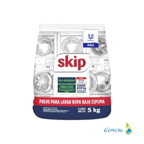 JAB&Oacute;N EN POLVO SKIP BAJA ESPUMA BIO ENZIMAS 5 KG.