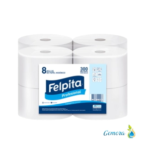 PAPEL HIGI&Eacute;NICO JUMBO PROFESIONAL FELPITA 8 UN. X 300 MTS.
