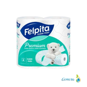 PAPEL HIGI&Eacute;NICO HOJA DOBLE FELPITA CORAZ&Oacute;N DE ALGOD&Oacute;N 4 UN. X 20 MTS.