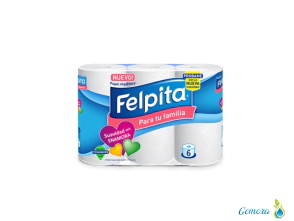 PAPEL HIGI&Eacute;NICO FELPITA HOJA SIMPLE PARA TU FAMILIA 6 UN. X 30 MTS.